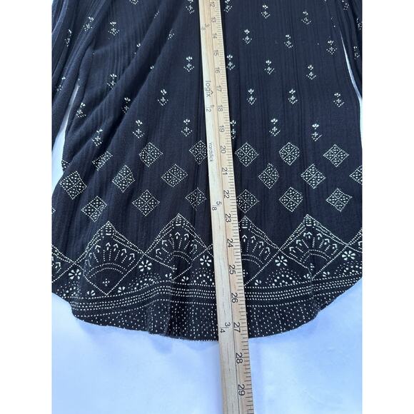 Lucky Brand Top Womens S Black Geometric Tie V-Neck Viscose Boho Peasant Blouse - Picture 16 of 16